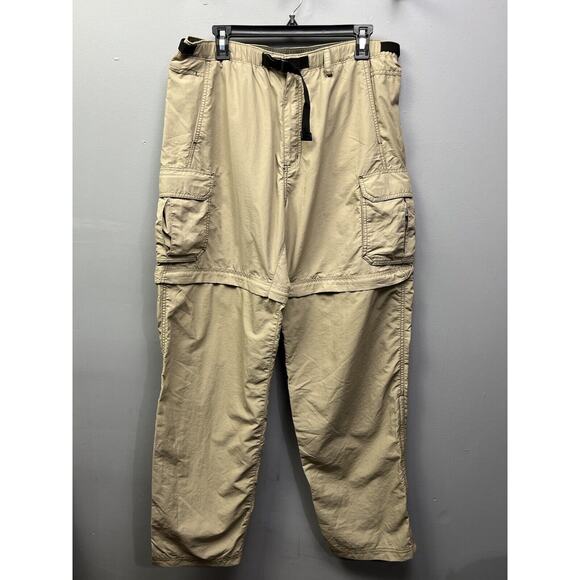 REI Pants Large 35x33 Beige Cargo Convertible Nylon UPF 50+ Outdoor Gorpcore - Picture 1 of 9